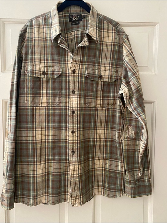 Ralph Lauren Double RL Other - RRL Repaired Plaid Twill Work-shirt XL
